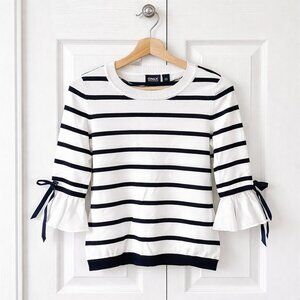 Striped Knit Top with Bow Sleeve Detail - Brand new without Tags